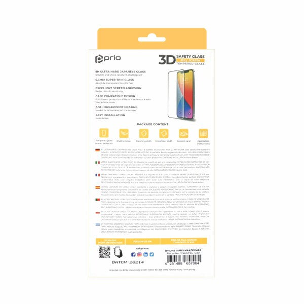 prio 3D Displayschutzglas für iPhone 11Pro Max / XS Max schwarz