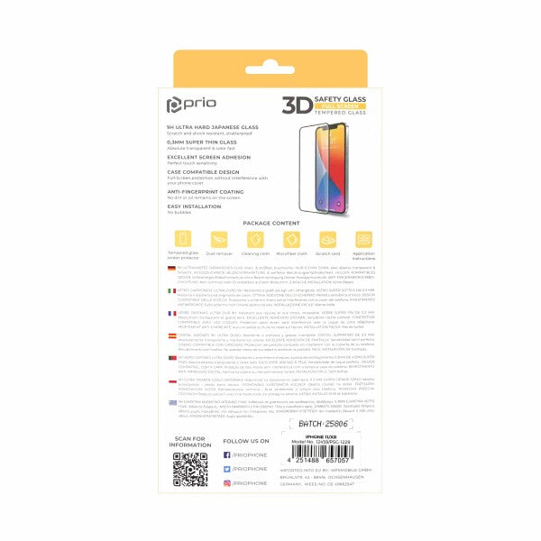 prio 3D Displayschutzglas für iPhone 11 / XR schwarz