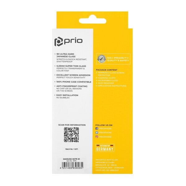 prio 3D Displayschutzglas für Samsung Note 20 schwarz