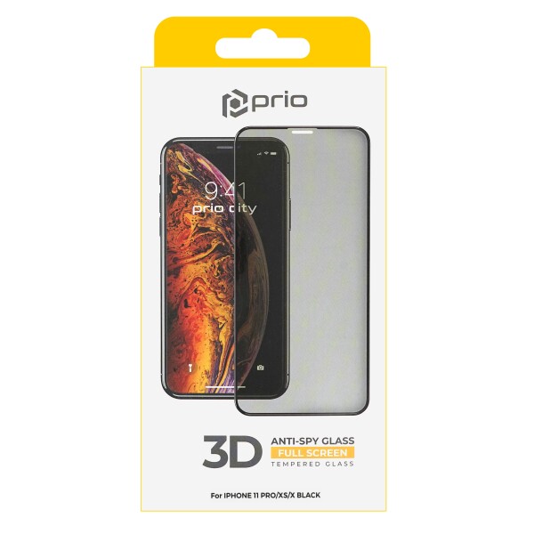 prio 3D Anti-Spy Displayschutzglas für iPhone 11 Pro/XS/X schwarz