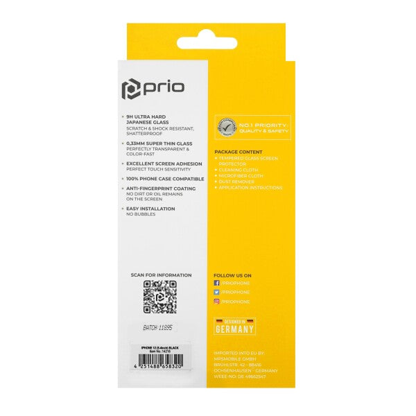 prio 3D Displayschutzglas für iPhone 12 mini schwarz