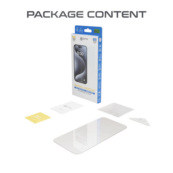 prio Shock Proof Displayschutzglas für iPhone 16/15/15 Pro (6,1 Zoll) klar