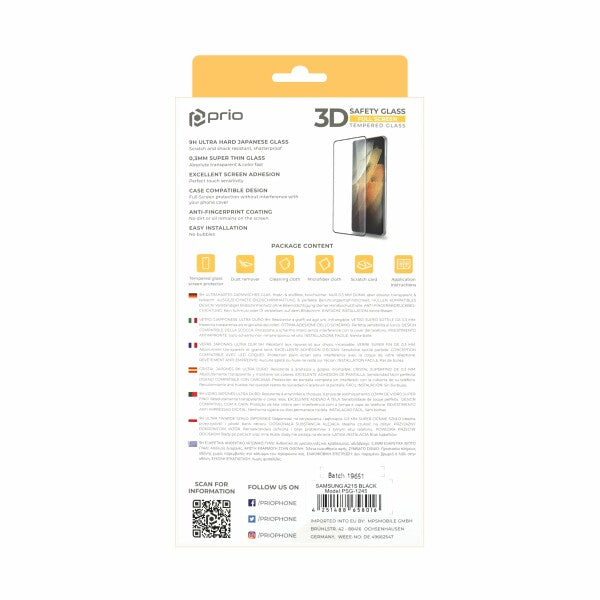 prio 3D Displayschutzglas für Samsung A21s schwarz