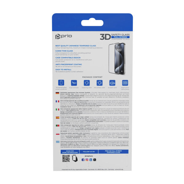 prio 3D Displayschutzglas für iPhone 8 / 7 weiß