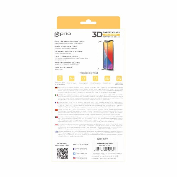 prio 3D Displayschutzglas für iPhone 8 Plus / 7 Plus schwarz