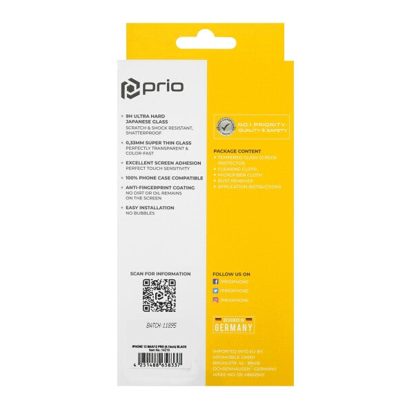 prio 3D Displayschutzglas für iPhone 12 / 12 Pro schwarz