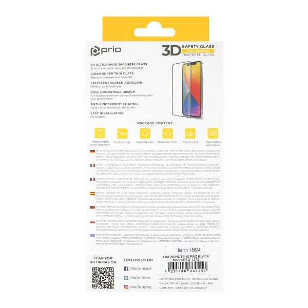 prio 3D Displayschutzglas für Xiaomi Redmi Note 10 Pro schwarz