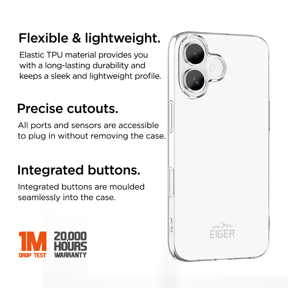 Eiger Grip Case für Apple iPhone 16 - transparent