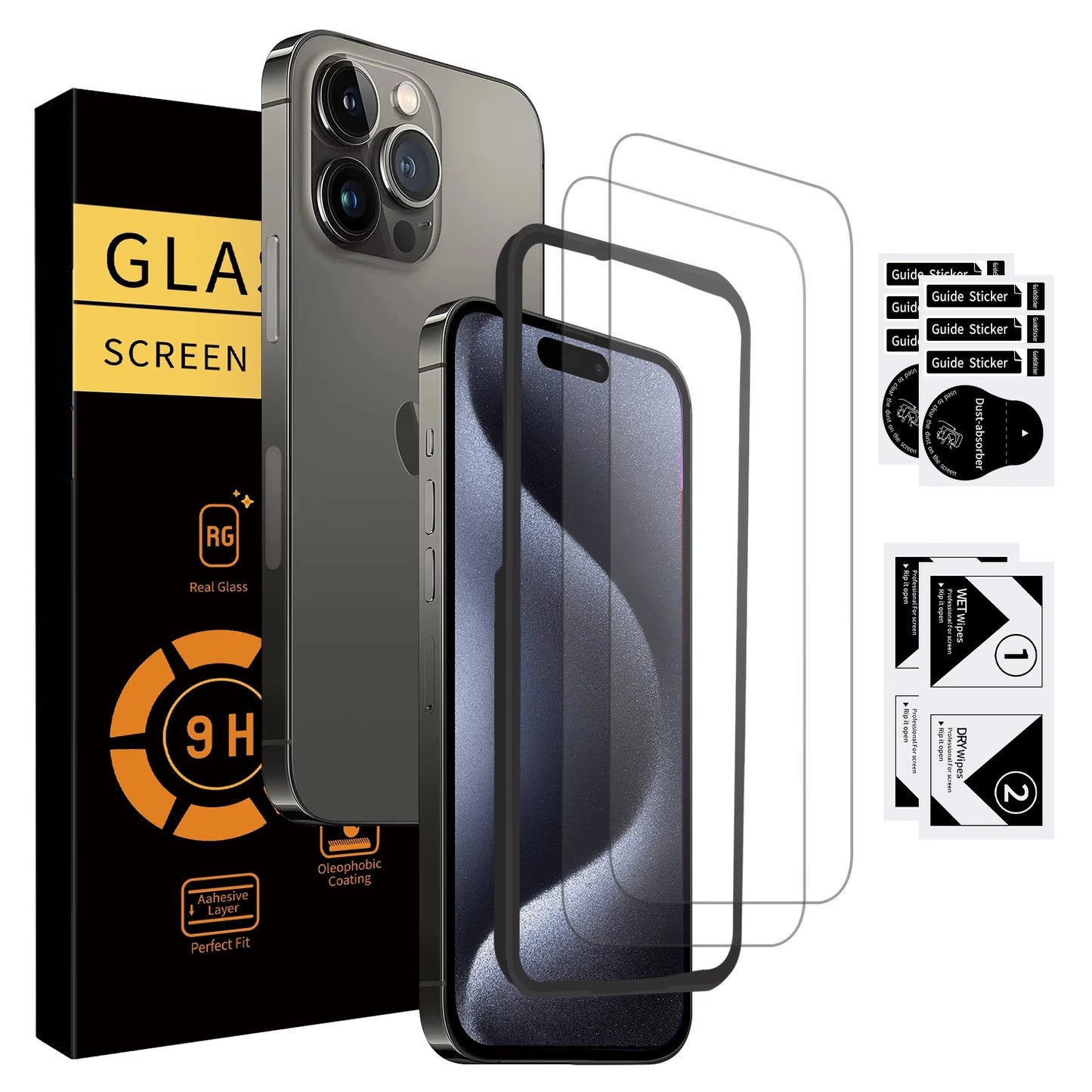 Handy Display Schutzglas - 2 Stück - 9H - passend für iPhone 15