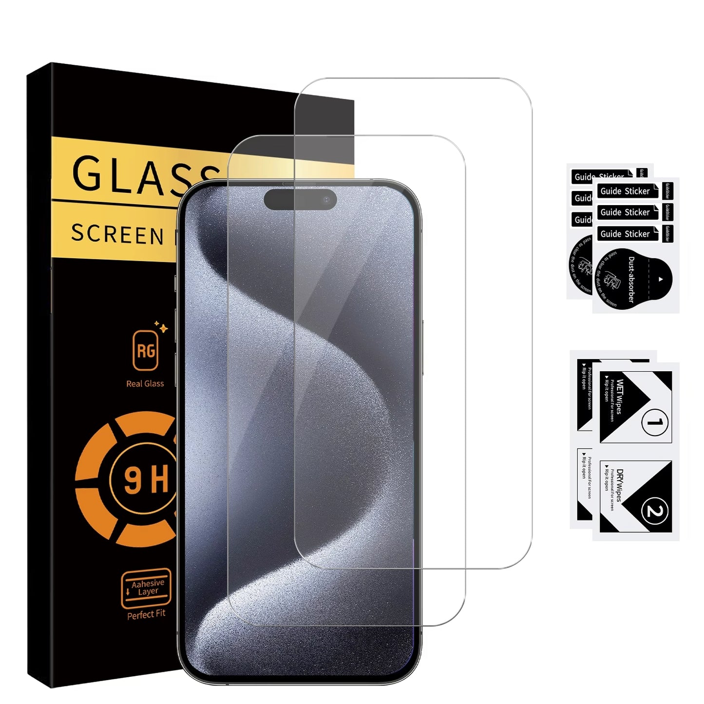 Handy Display Schutzglas - 2 Stück - 9H - passend für iPhone 15