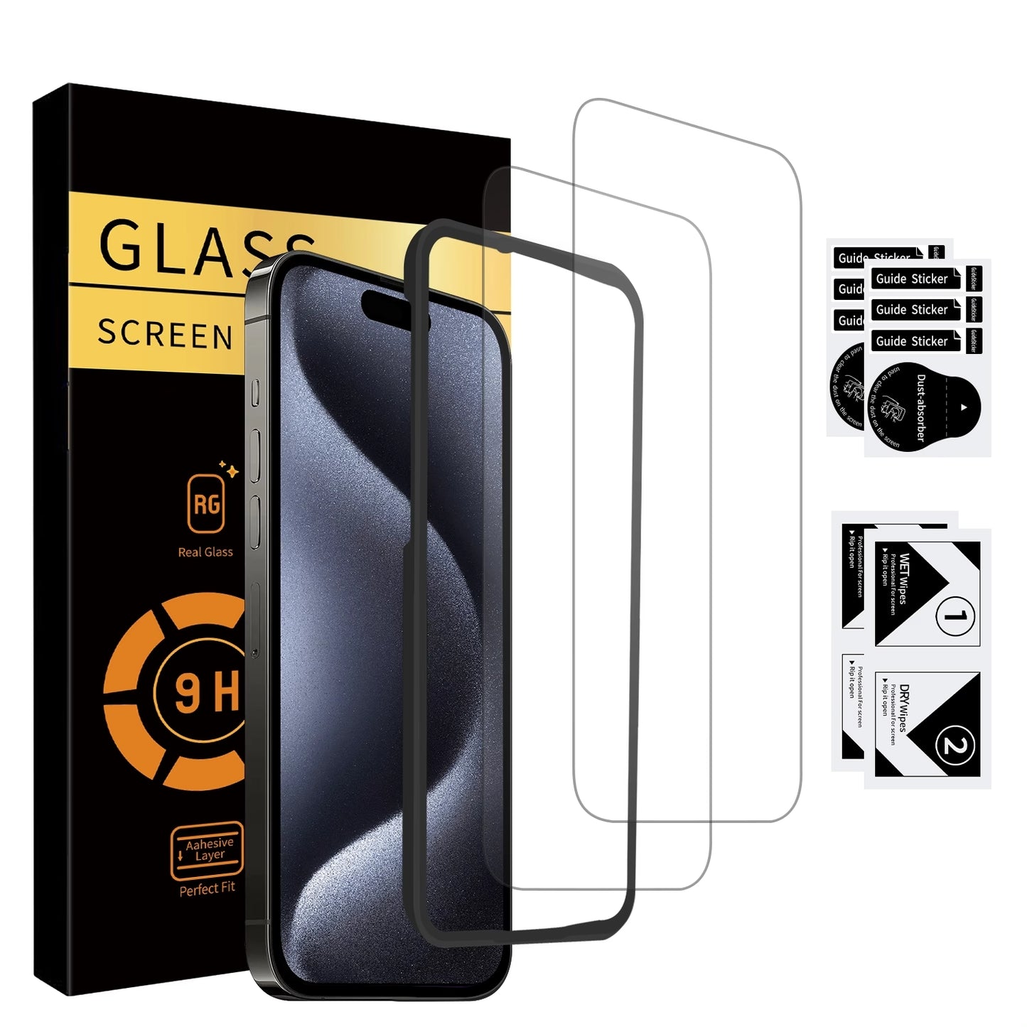 Handy Display Schutzglas - 2 Stück - 9H - passend für iPhone 15
