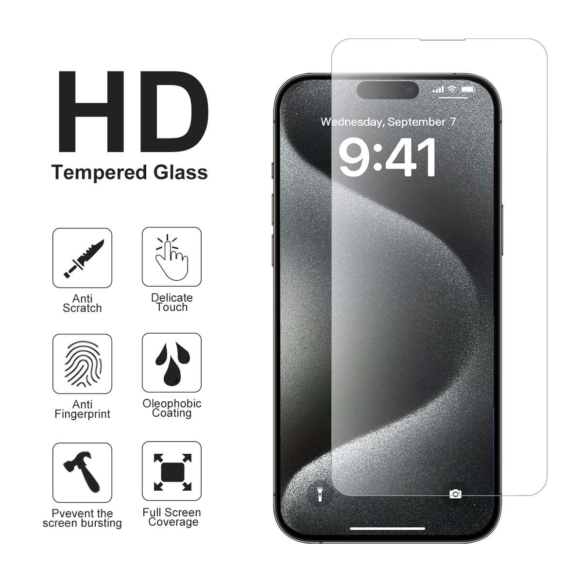 Handy Display Schutzglas - 2 Stück - 9H - passend für iPhone 15