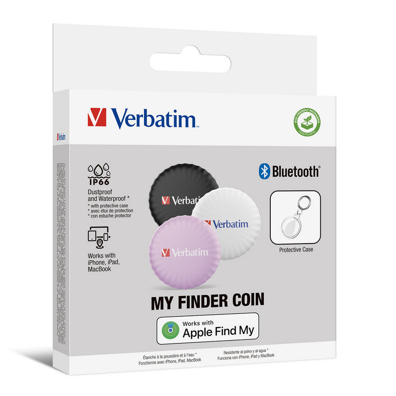 Verbatim My Finder Coin - Bluetooth Item Finder - 3er Pack - schwarz / pink / weiss