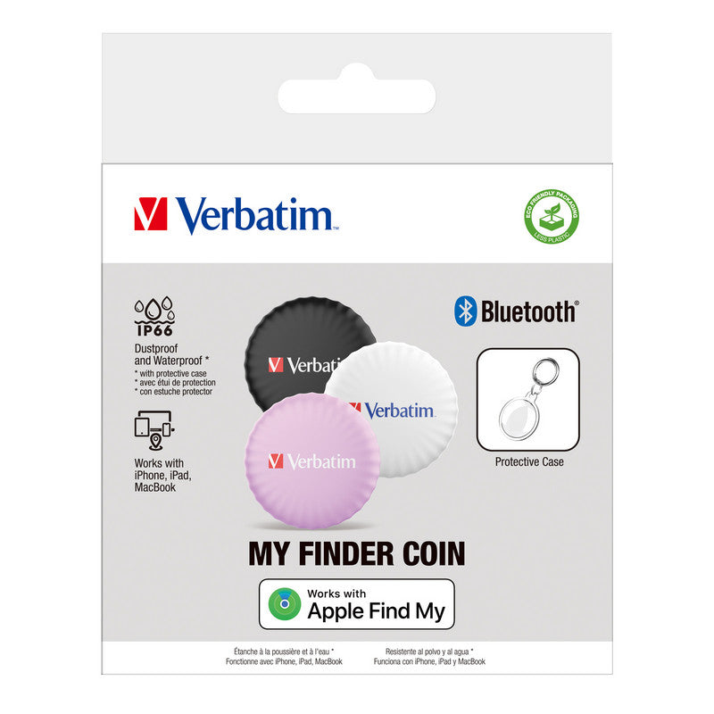 Verbatim My Finder Coin - Bluetooth Item Finder - 3er Pack - schwarz / pink / weiss