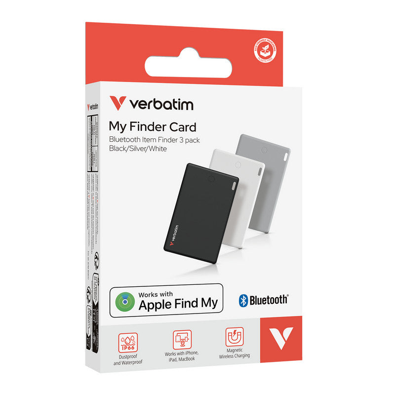 Verbatim My Finder Card - Bluetooth Item Finder - 3er Pack - schwarz / silber / weiss