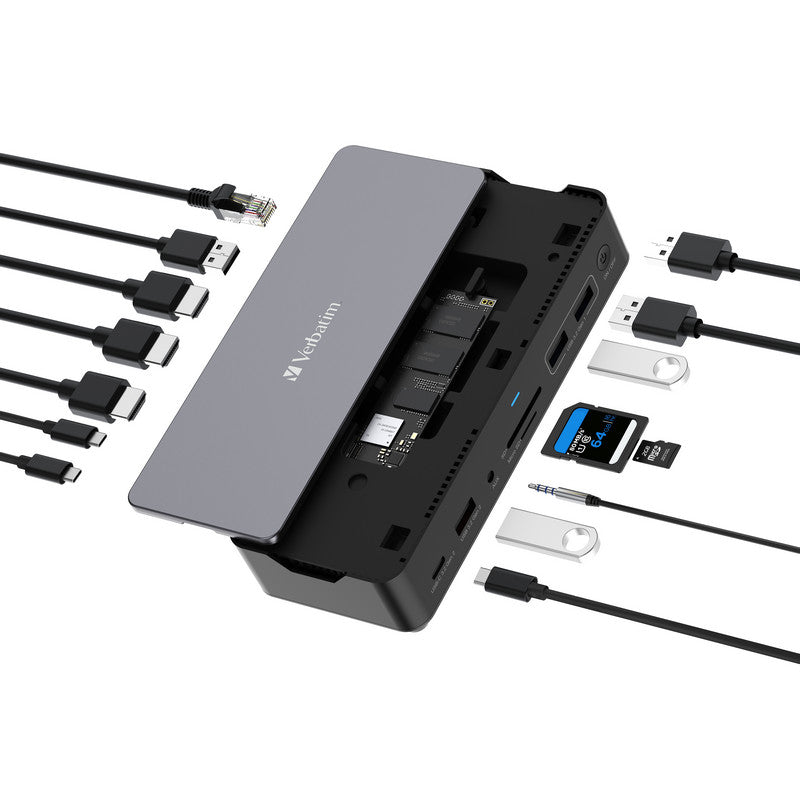 Verbatim USB-C Pro Docking Station - 15 Port mit 256GB SSD