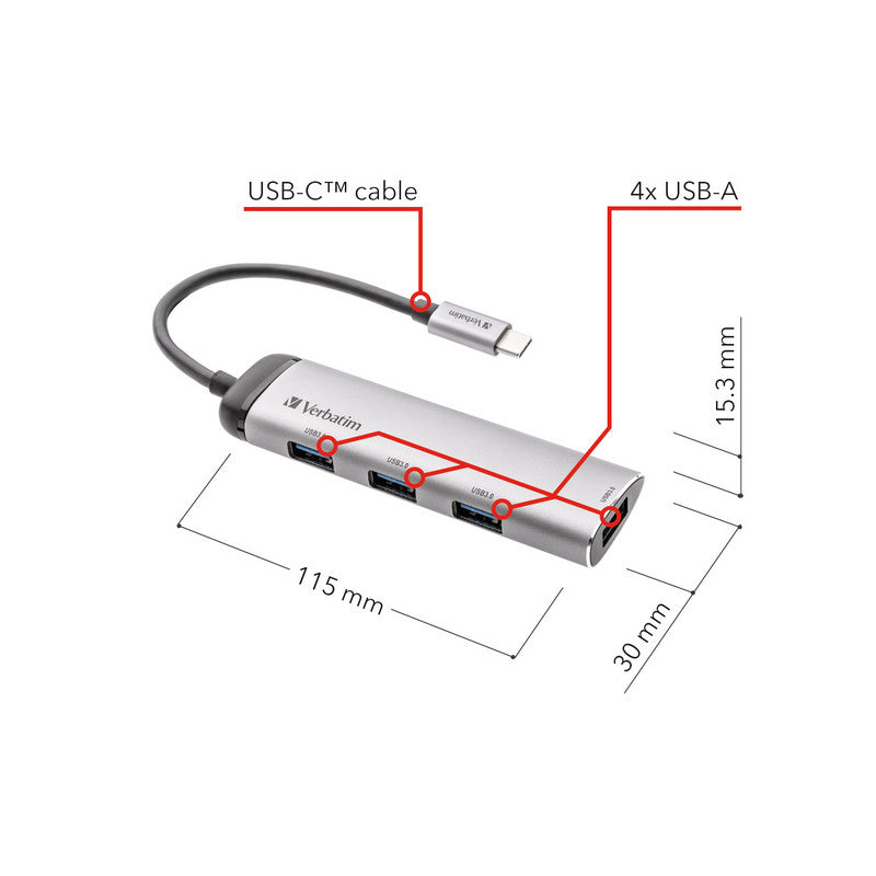 Verbatim USB-C Multiport Hub 4 Port USB 3.2 Gen 1