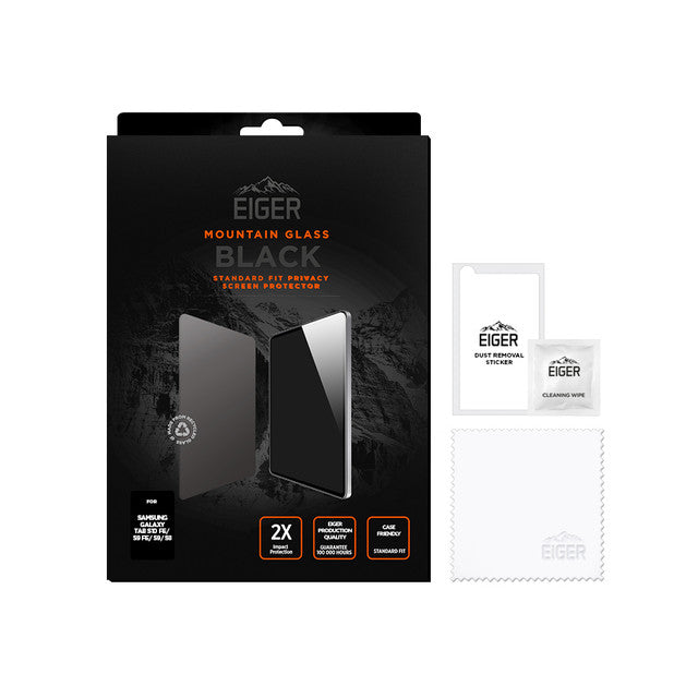 Eiger Mountain Black Privacy Tablet-Displayschutzfolie für Samsung Galaxy Tab S10 FE/ S9 FE/ S9/ S8
