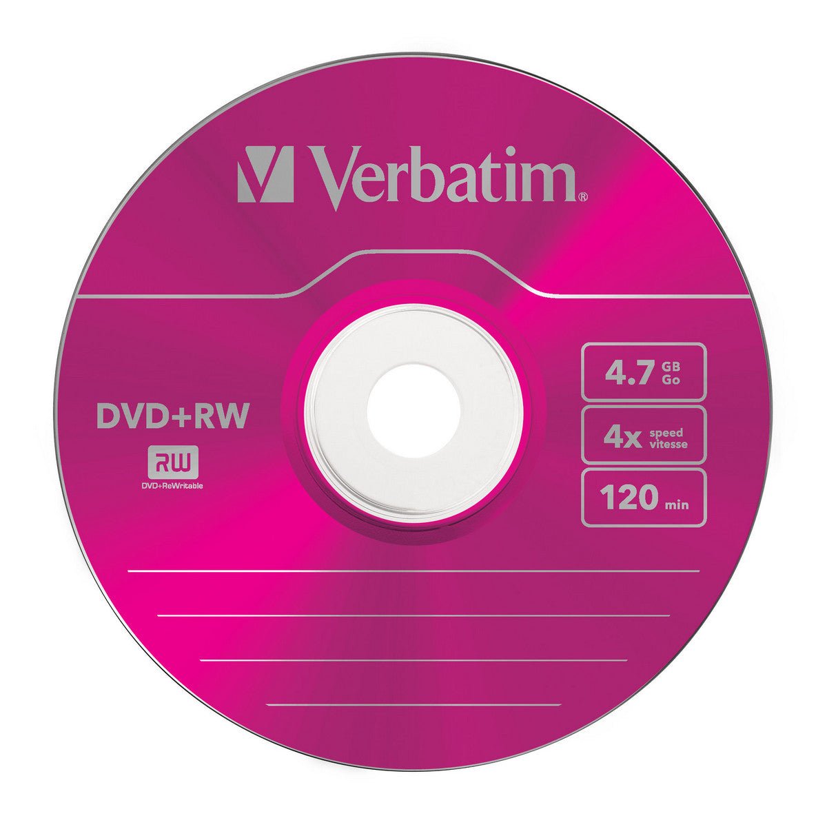 Verbatim 1 x 5 DVD+RW - 4,7GB - 4x Speed - Colour Surface - Slim Case - trend - shop.deals