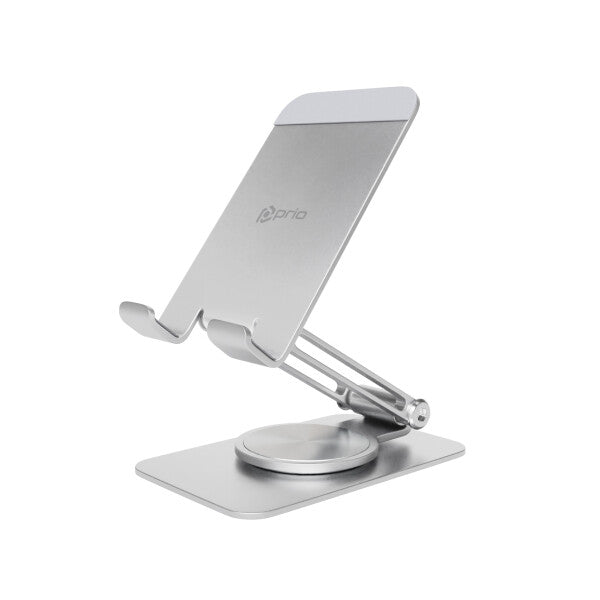 prio Drehbarer Metall-Telefonständer / Handy Halterung 360 - Silber
