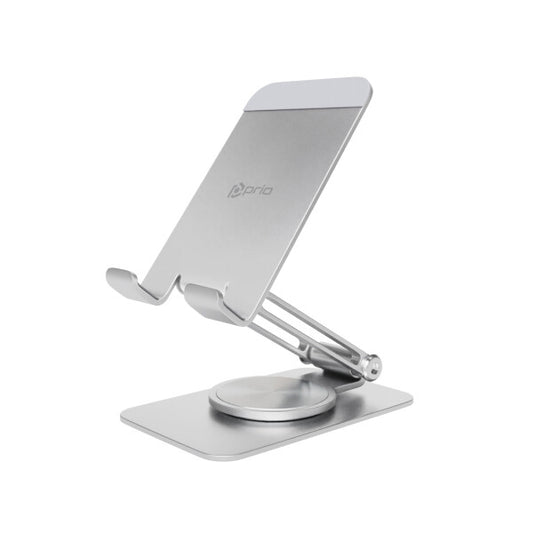 prio Drehbarer Metall-Telefonständer / Handy Halterung 360 - Silber