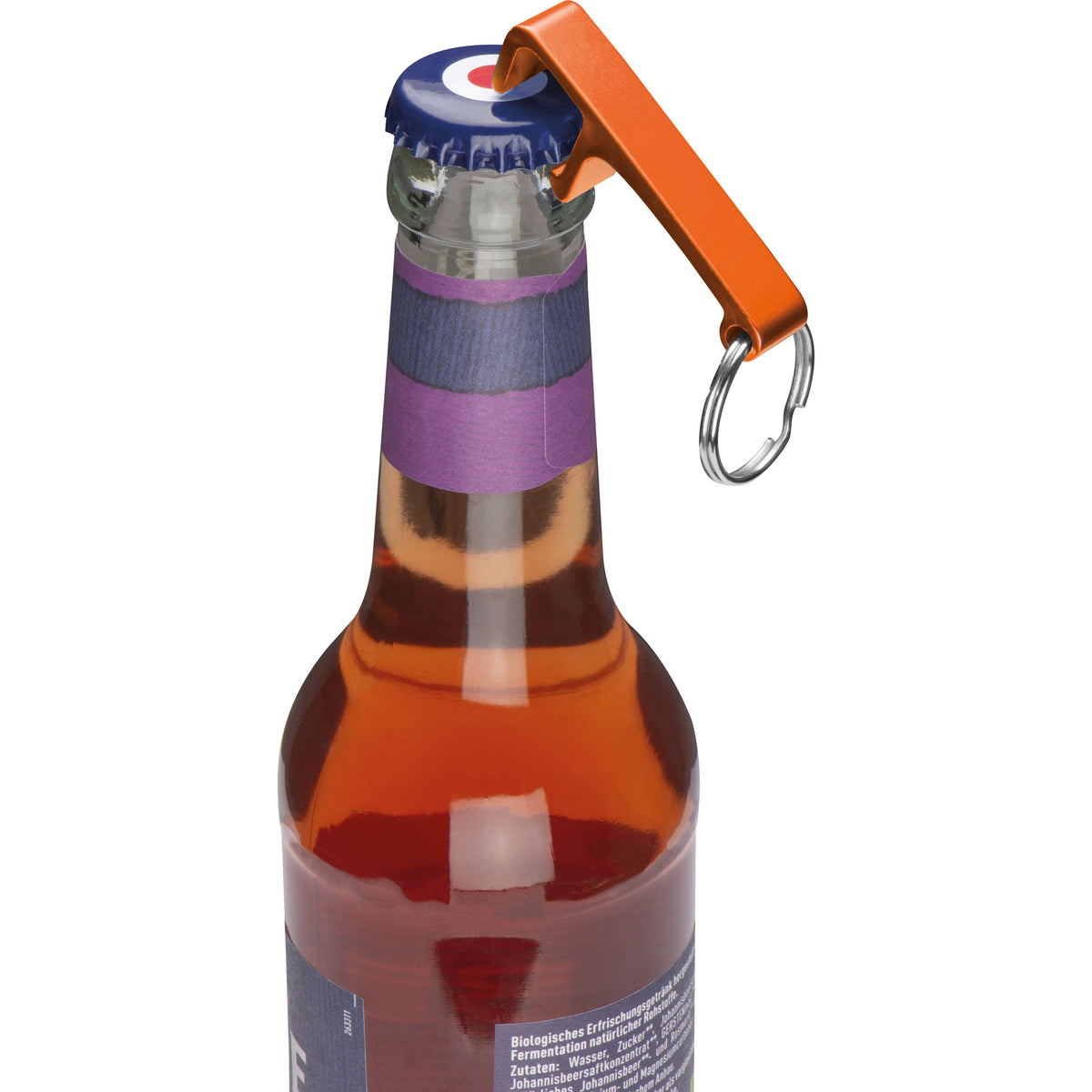 Personalisierter Schlüsselanhänger Flaschenöffner aus Alu mit Gravur - Farbe: Orange