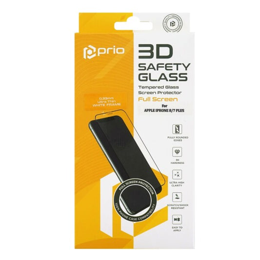prio 3D Displayschutzglas für iPhone 7 Plus / 8 Plus Weiß