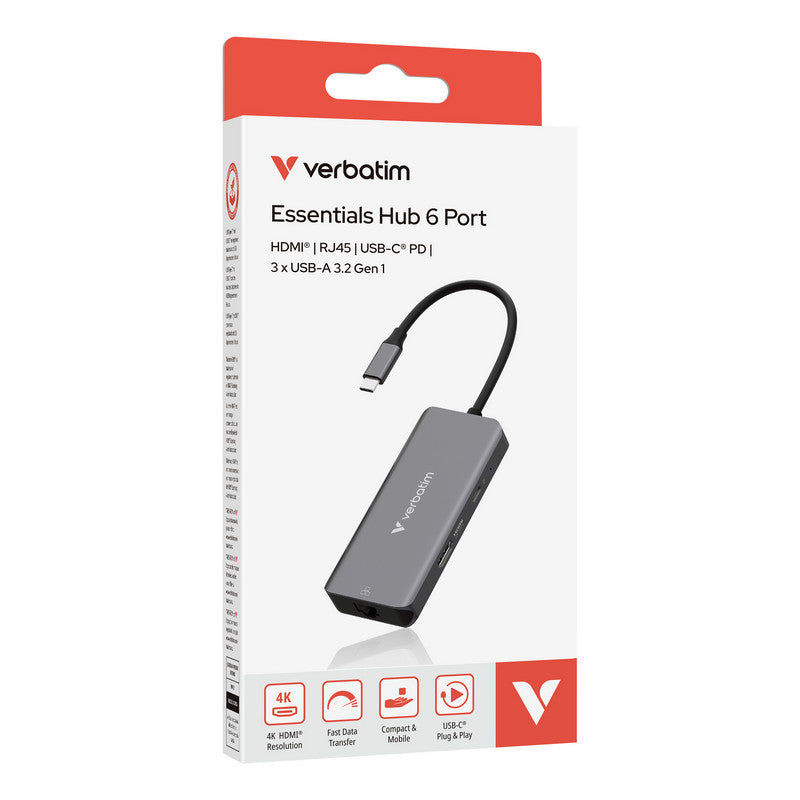 Verbatim USB-C Essentials Multi- Port Hub 6 Port mit RJ45