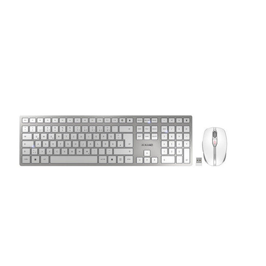 CHERRY DW 9100 SLIM Tastatur Maus enthalten Universal RF Wireless + Bluetooth QWERTZ Deutsch Silber - trend - shop.deals