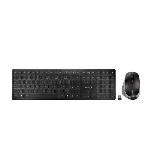 CHERRY DW 9500 SLIM Tastatur Maus enthalten Universal RF Wireless + Bluetooth QWERTZ Deutsch Schwarz, Grau - trend - shop.deals