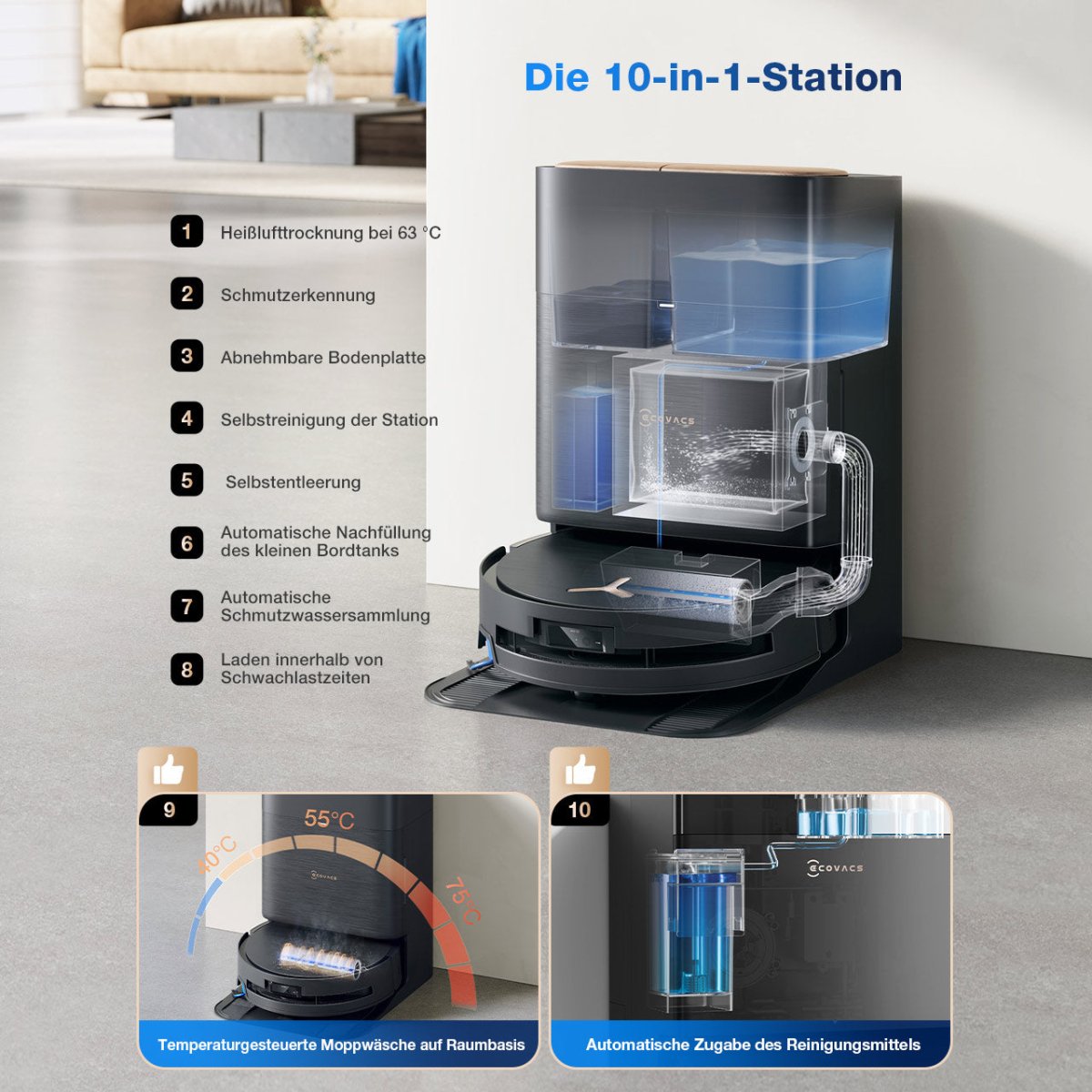 Ecovacs Saug - und Wischroboter Deebot X9 Pro Omni schwarz - trend - shop.deals