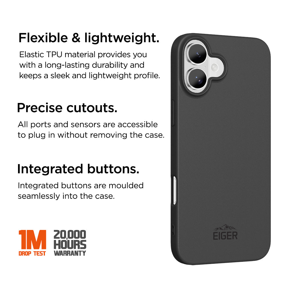Eiger Grip Case für Apple iPhone 16 - schwarz - trend - shop.deals