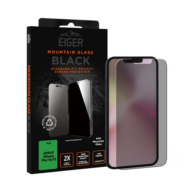 Eiger Mountain Black Privacy Displayschutzfolie für Apple iPhone 16e/14/13 - trend - shop.deals