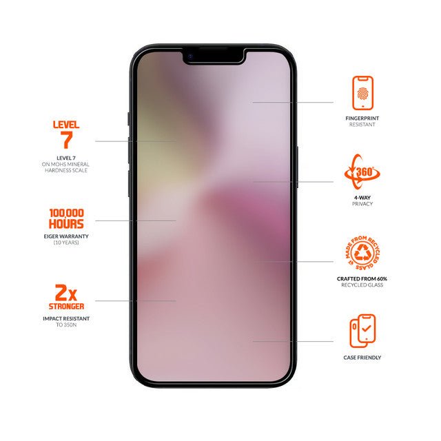 Eiger Mountain Black Privacy EDGE 360 Displayschutzfolie für iPhone 16e/14/13 - trend - shop.deals