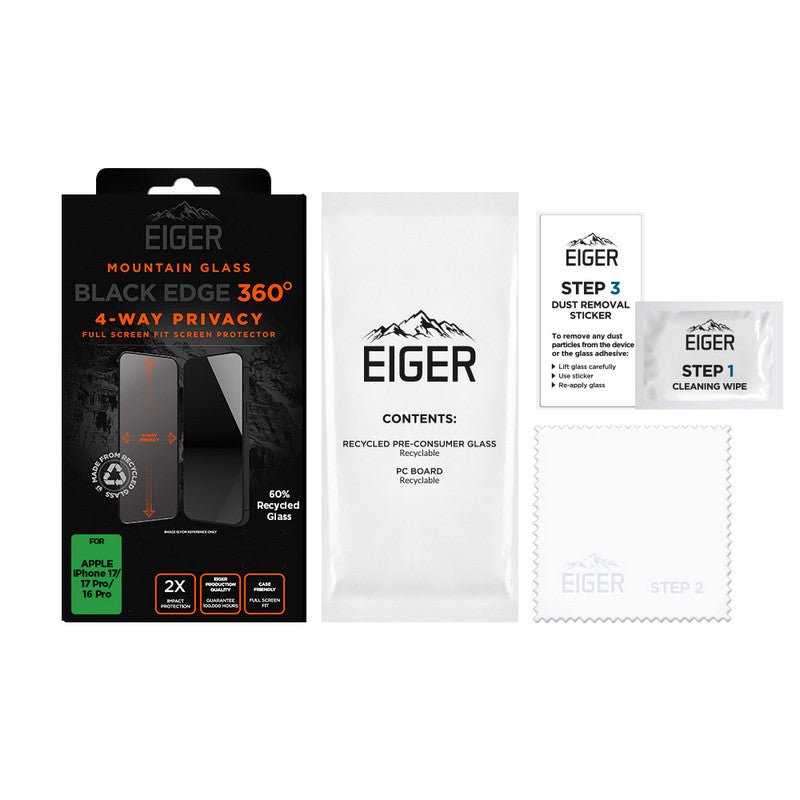 Eiger SP Black Privacy EDGE360 iPhone 17 / 17 Pro / 16 Pro - trend - shop.deals