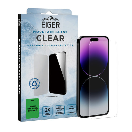 Eiger Mountain Glass CLEAR Displayschutzfolie für Apple iPhone 16/15/15 Pro