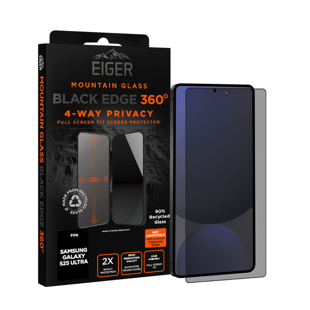 Eiger Mountain Black Privacy EDGE 360 Displayschutzfolie für Samsung S25 Ultra