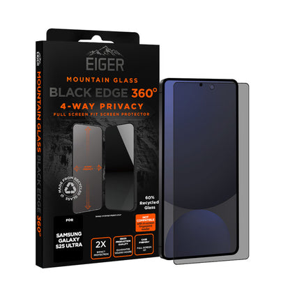 Eiger Mountain Black Privacy EDGE 360 Displayschutzfolie für Samsung S25 Ultra