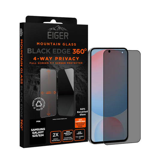 Eiger Mountain Black Privacy EDGE 360 Displayschutzfolie für Samsung S25/ S24