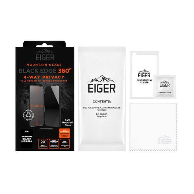 Eiger Mountain Black Privacy EDGE 360 Displayschutzfolie für Samsung S25 Ultra