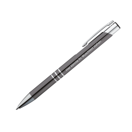 Metall Kugelschreiber inkl. Wunschgravur - Grau - trend - shop.deals