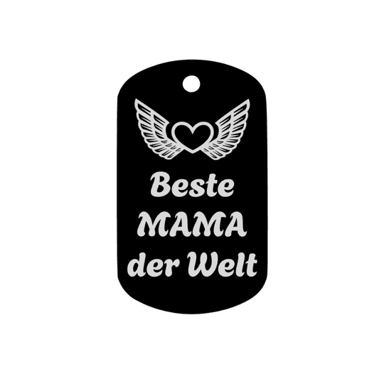 Schlüsselanhänger - Aluminium - schwarz - 50 x 30 mm - "Beste Mama der Welt" - trend - shop.deals