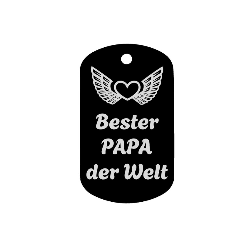 Schlüsselanhänger - Aluminium - schwarz - 50 x 30 mm - "Bester Papa der Welt" - trend - shop.deals