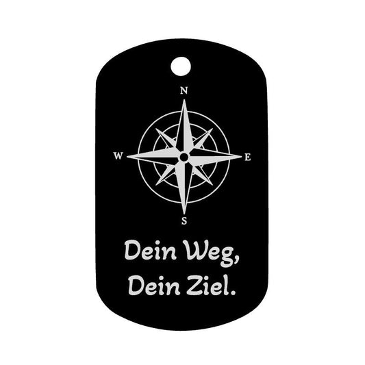 Schlüsselanhänger - Aluminium - schwarz - 50 x 30 mm - "Dein Weg, Dein Ziel" - trend - shop.deals