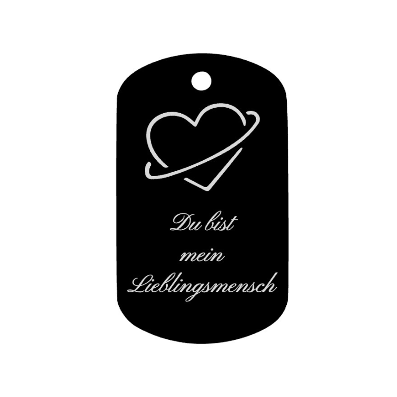 Schlüsselanhänger - Aluminium - schwarz - 50 x 30 mm - "Du bist mein Lieblingsmensch" - trend - shop.deals