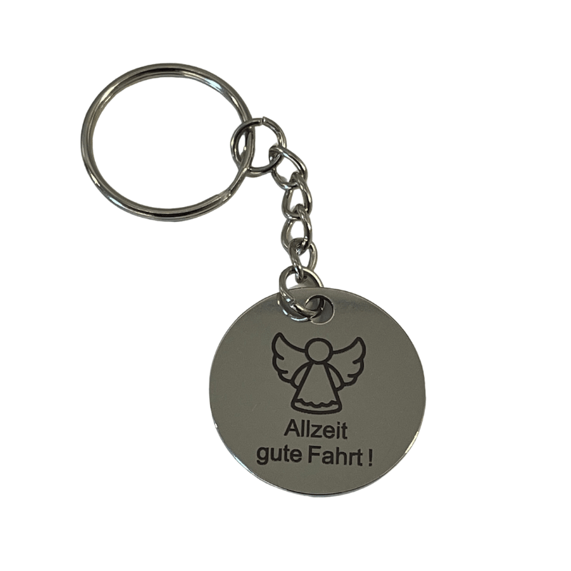 Schlüsselanhänger - Schutzengel - Allzeit gute Fahrt - rund - 30 mm - Edelstahl - trend - shop.deals