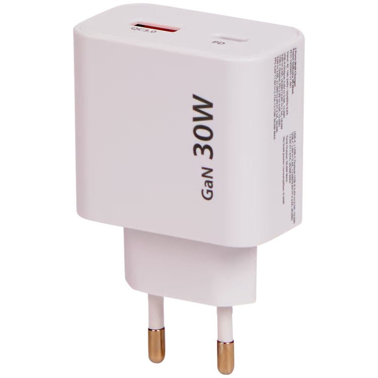 Schnelladegerät mit 2 Anschlüssen, 1 x USB - C, 1 x USB - A, 30 Watt - trend - shop.deals