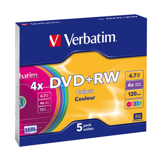 Verbatim 1 x 5 DVD+RW - 4,7GB - 4x Speed - Colour Surface - Slim Case - trend - shop.deals
