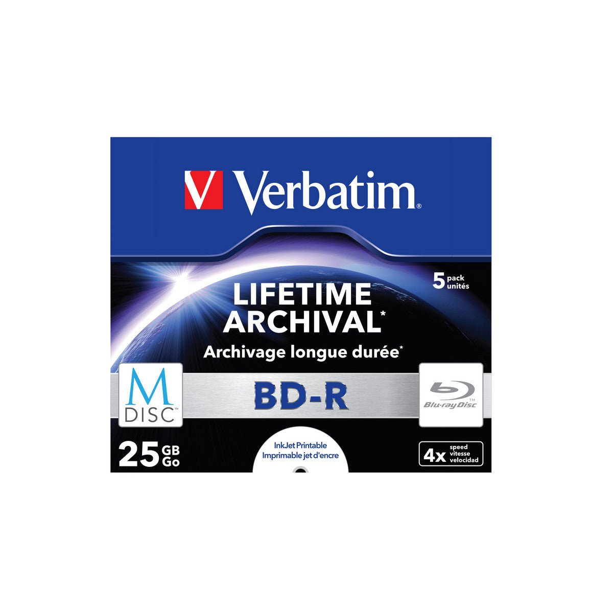 Verbatim 1 x 5 M - Disc BD - R Blu - Ray - 25GB - 4x Speed - printable - Jewel Case - trend - shop.deals