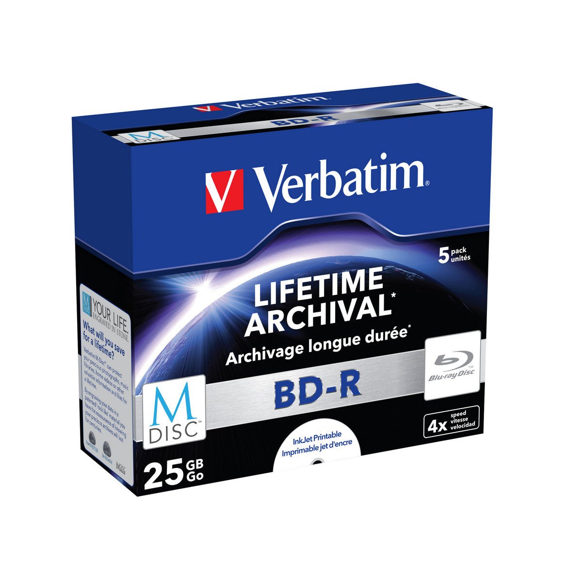 Verbatim 1 x 5 M - Disc BD - R Blu - Ray - 25GB - 4x Speed - printable - Jewel Case - trend - shop.deals